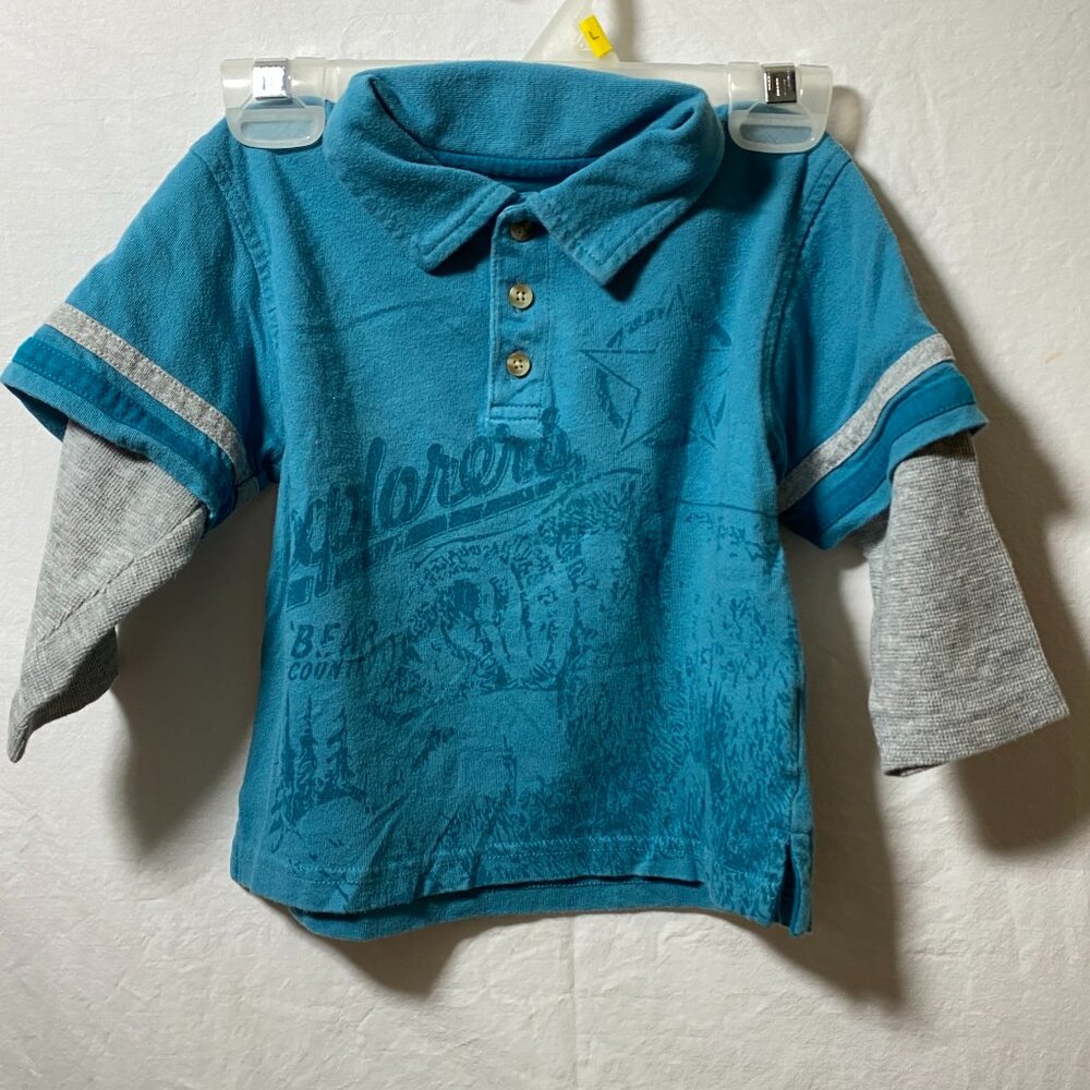 Arizona Boys Collared Long Sleeve Graphic T-Shirt Explorers "Bear Country"